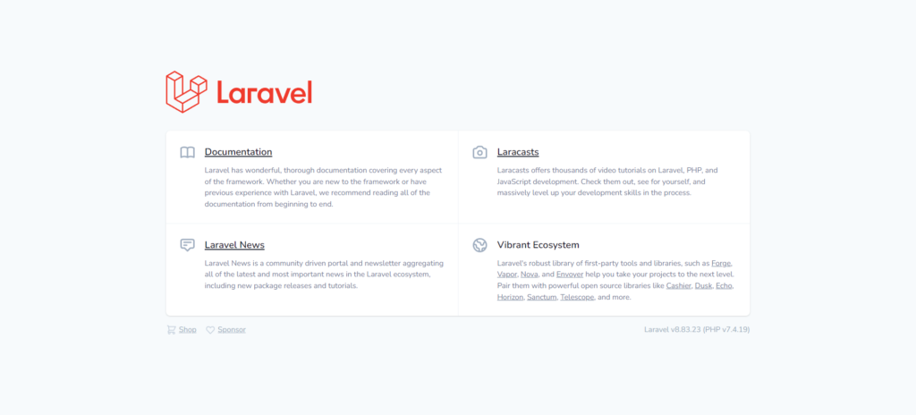 laravel default page