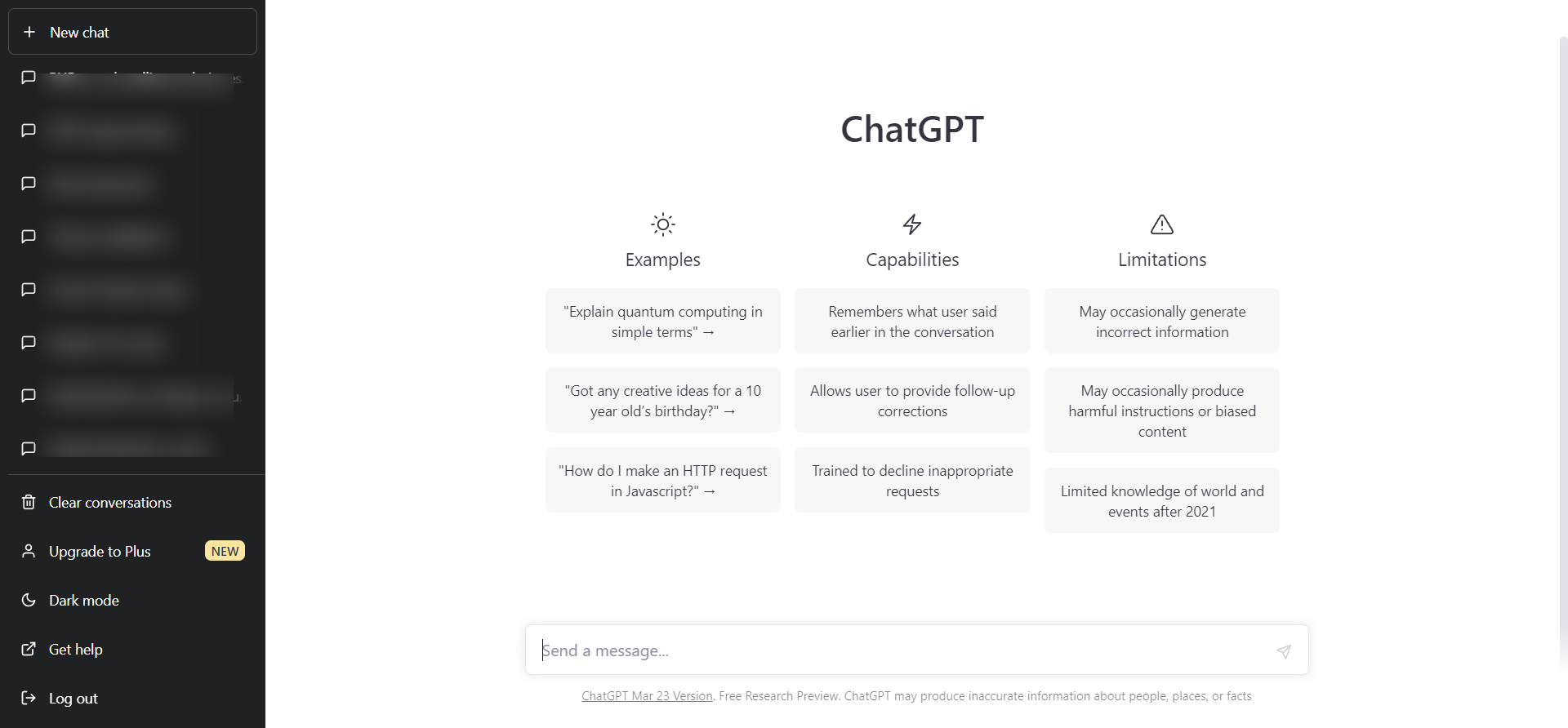 chatgpt interface