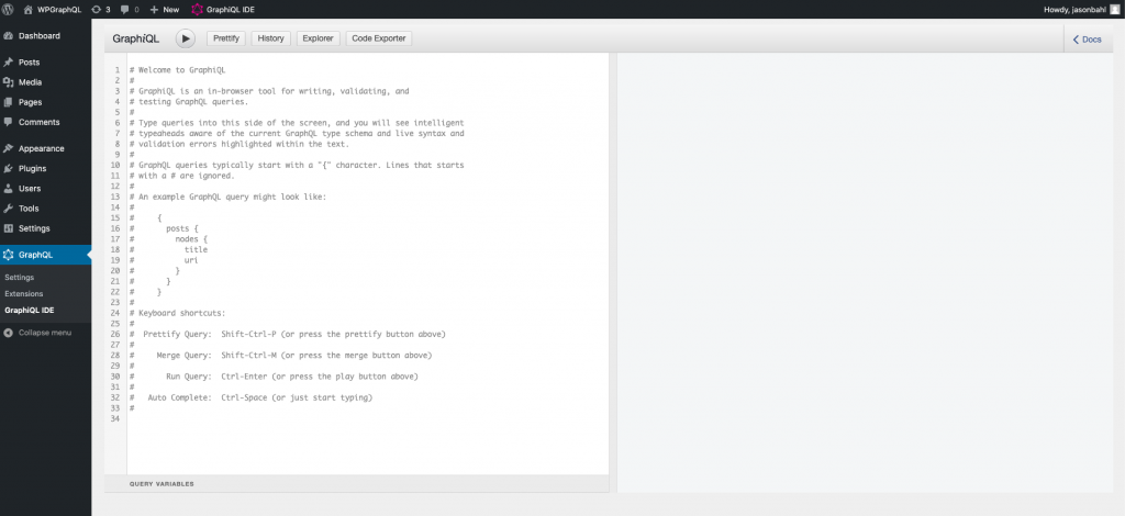 graphiql ide wordpress