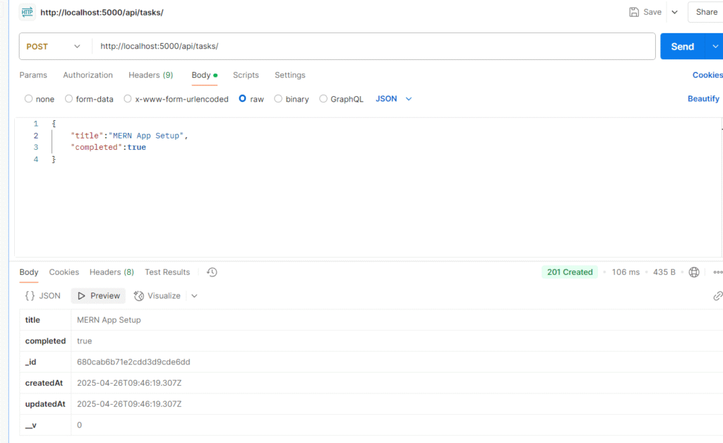 MERN Stack App Postman