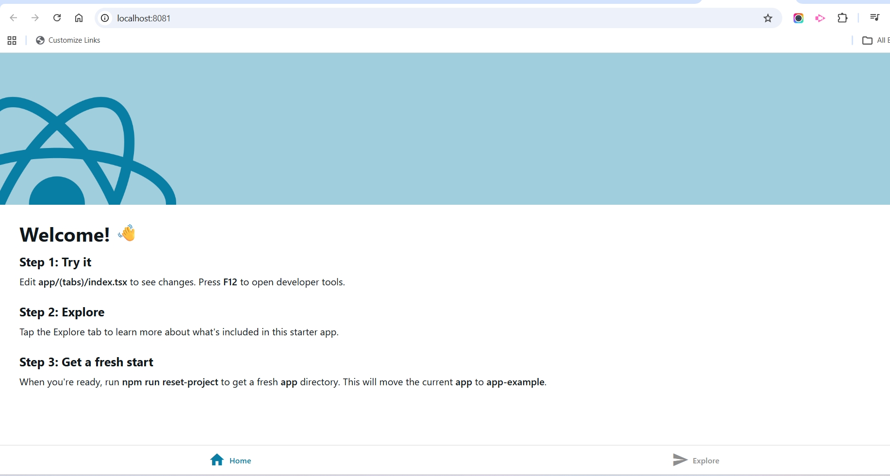 react native example app